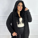 Casaco Feminino Teddy Longo com Capuz e Forro Peluciado
