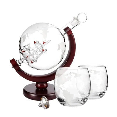 Decanter de Uísque em Forma de Globo de Vidro Borosilicato