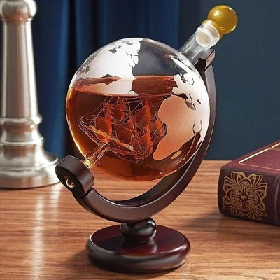 Decanter de Uísque em Forma de Globo de Vidro Borosilicato