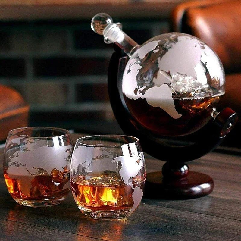 Decanter de Uísque em Forma de Globo de Vidro Borosilicato