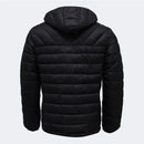 Jaqueta Masculina Puffer Impermeável Capuz Removível