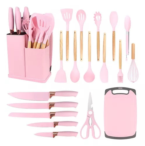 Kit 19 Peças Utensílios de Cozinha Completo com Tábua