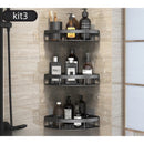 Kit 3 Suportes Organizadores de Shampoo – Prateleira de Banheiro Sem Furo em Alumínio Space Premium