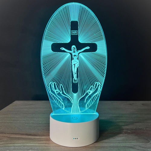 Luminária de Decoração Led de Jesus em 3D 16 Cores