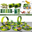 Pista Elétrica Infantil com Dinossauros – Brinquedo Educativo de Montar com Carros, Loopings e Acessórios Interativos,