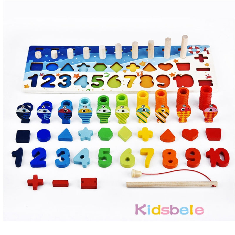 Tabuleiro Montessori de Pesca Magnética – Brinquedo Educativo com Números, Formas e Cores