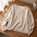 Pulover Feminino Caxemira Decote V Rendado Inverno 1