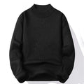 Suéter Masculino Gola Alta Mock Neck - Tricô Liso Casual Pulôver Manga Longa para Outono e Inverno